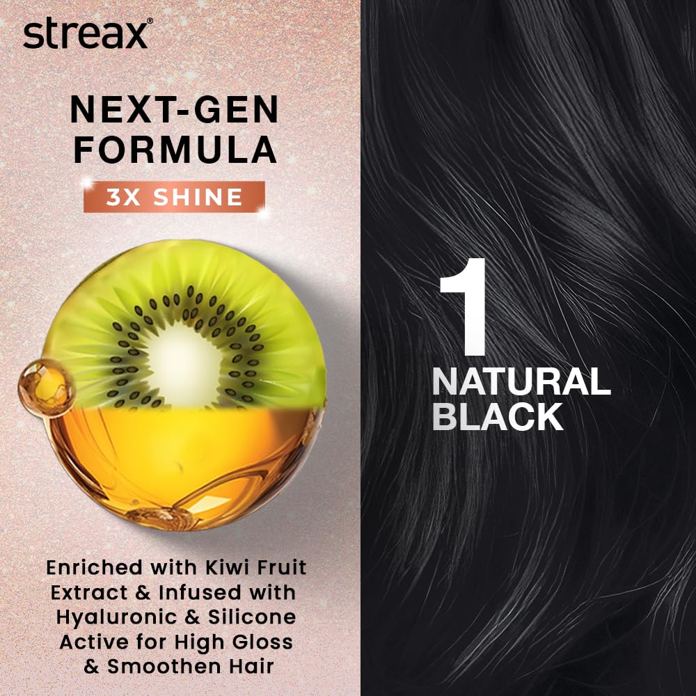 Streax Gel Hair Colour Natural Black 150ml Ammonia Free Permanent Hair Dye 100 Grey Coverage Long Lasting