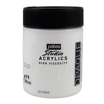 Acrylic Paint - PÉBÉO - 500 Ml Pot - Titanium White - Matte Finish - For Children and Artists