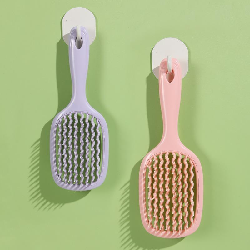 Square Hollow Wide Tooth Comb Fluff Scalp Massage Ventilated Detangling Wet Hair Brush Elastic Comb Suitable for Wet Dry Hair
