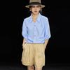 Modal Blend French Pleated Mid-Sleeve Blouse