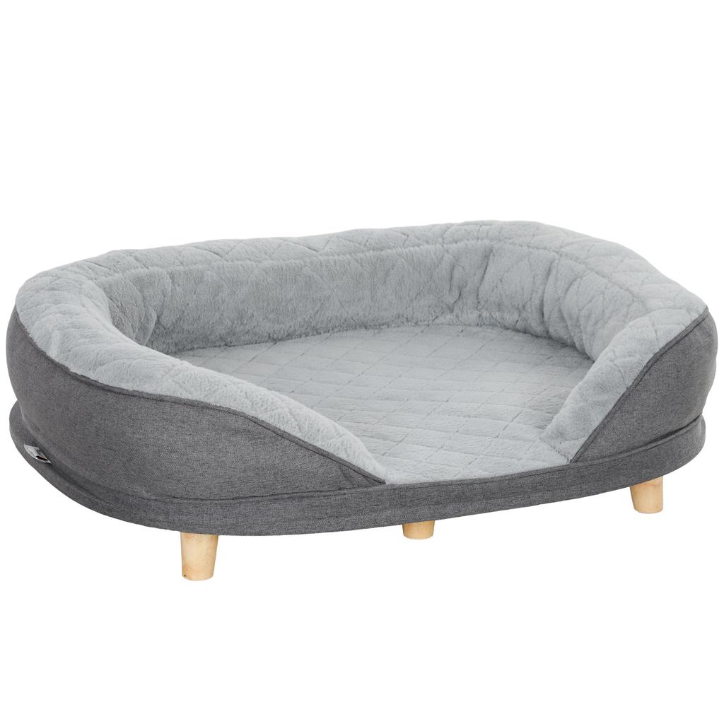Dog Bed for Dogs Up to 25 kg, Removable Cover, Non-Slip Feet, 90 x 78 x 25 cm, Gray