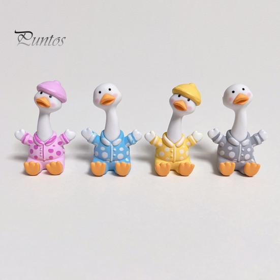 Car Dashboard Ornament 4Pcs Mini Cartoon Duck Figurines, Cute Polka-dot Pajamas Statues, Multi-functional Accessory Macaron Animal Ornaments