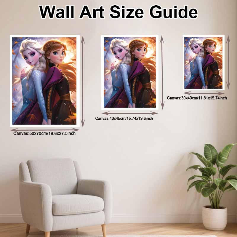 Disney Diamond Art Painting Kit – Frozen Sisters Sparkling Craft, Home Wall Decor, Handmade Gift