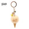 Decorative Key Chain Plush Ice Cream Keychain for Backpacks, Fluffy Cone Bag Charm Charm, Pendant with Metal Ring Purse Hanging Ornament