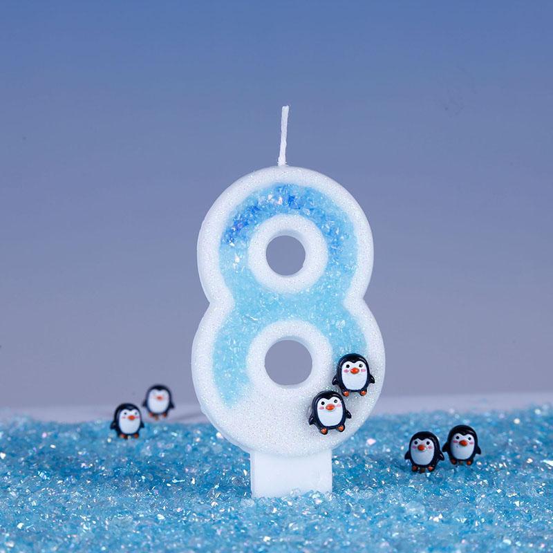 Cute Penguin Birthday Candles 3D Antarctic Glacier 0-9 Number Nice Party Wedding Cakes Decorations
