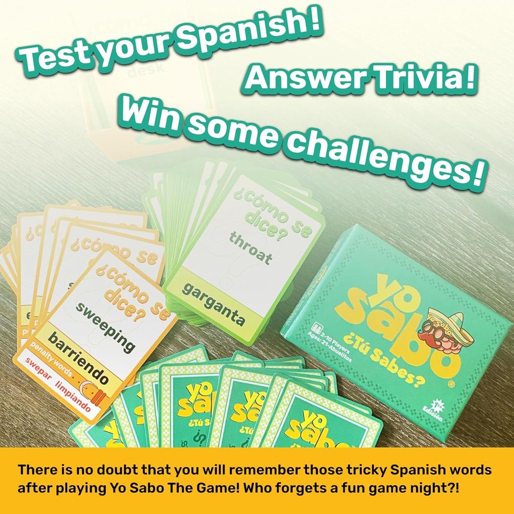 Yo Sabo Card Game Learn Spanish Challenge Cards Family-Friendly 160 Card