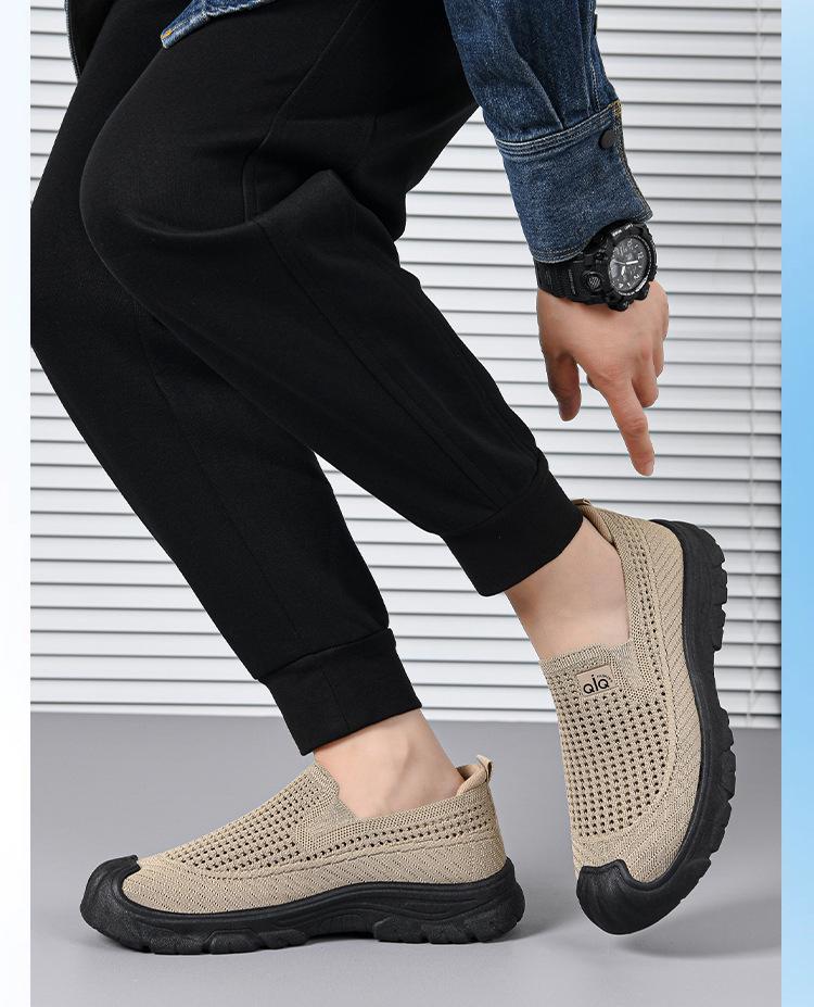 Men's Breathable Fly-Knit Slip-On Shoes - Lightweight, Casual & Comfortable for Driving
