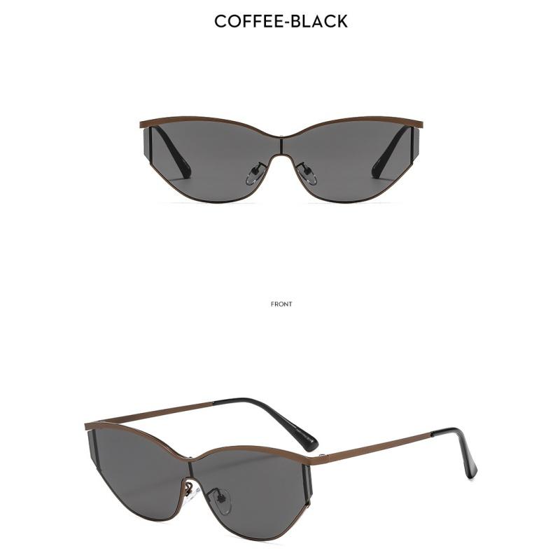 Lunettes de soleil pour femmes, lunettes de soleil de mode en métal monobloc pour hommes et femmes