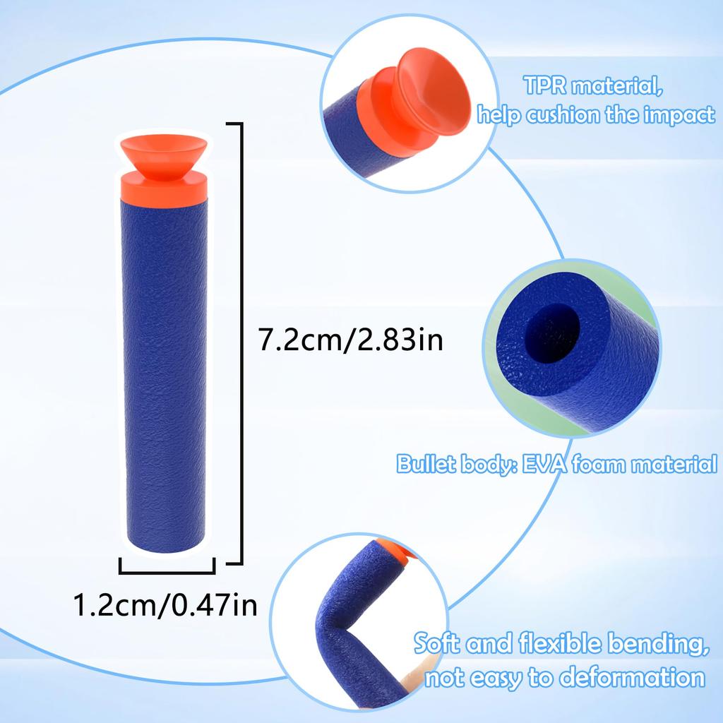 WALWAL Suction Cup Foam Bullet Refill Pack of 100 – Compatible with N-Strike, Modulus, and AccuStrike Elite Series – Safe Foam Bullets for Kids