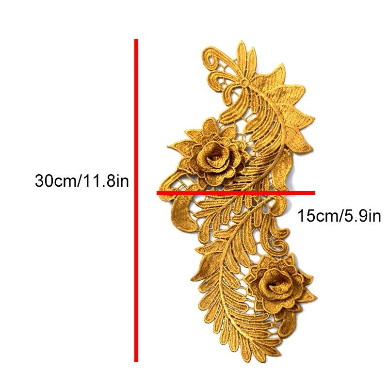 1 Pair Flower Fabric Appliques for Fashion Clothing Clothes Dress Decor 3D Hollow Water Soluble DIY Crafts Lace Embroidery