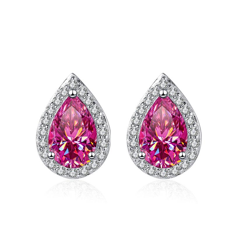 Bague Ringen 100% 925 Sterling Silver 1CT Water Drop Moissanite Stud Earrings For Women Platinum Plated Party Fine Jewelry Gift