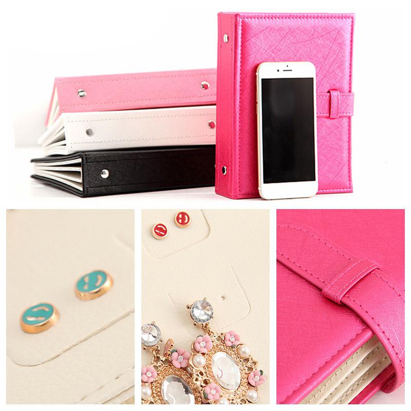 Multifunctional Earrings Storage Book Creative Jewelry Box Leather Earrings Storage Book Organizer Rings Ear Stud Holder
