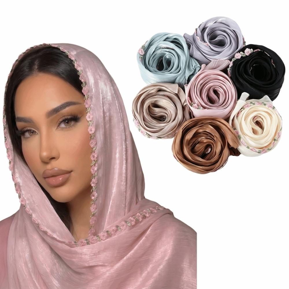 Shiny Floral Hijab Lightweight Modest Wrap Soft Women’s Headscarf Modest Fashion