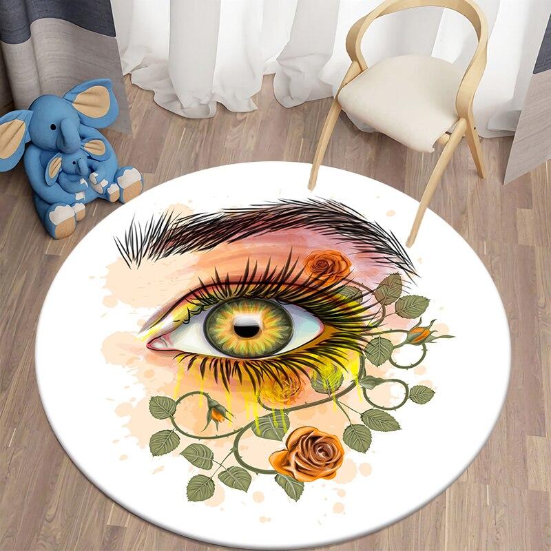 Black Cat Kawaii HD Printed Round Carpet for Living Room Rugs Camping Picnic Mats Flannel Anti-Slip Rug Yoga Mat Stranger Things