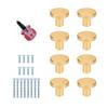Pack of 8 Brushed Brass Cabinet Knob Gold Round Handles with Installation Tool for Kitchen Wardrobe Dresser & Cupboard