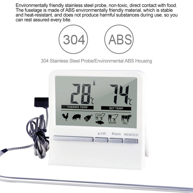 Digital Kitchen BarbecueThermometer BBQ Meat Oven Alarm Timer Temperature Measurement (with Probe) Cooking Baking Measuring Tool