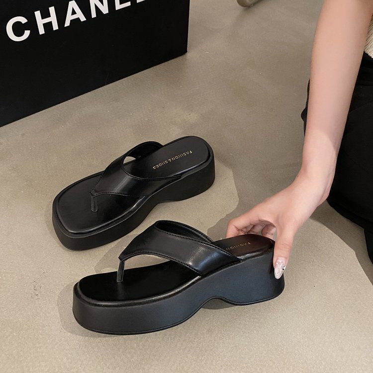 Fashion New Summer Chunky Women Slippers Fashion Platform Wedges Flip Flops Plus Size Ladies High Heel Slides Shoes Zapatillas De Mujer