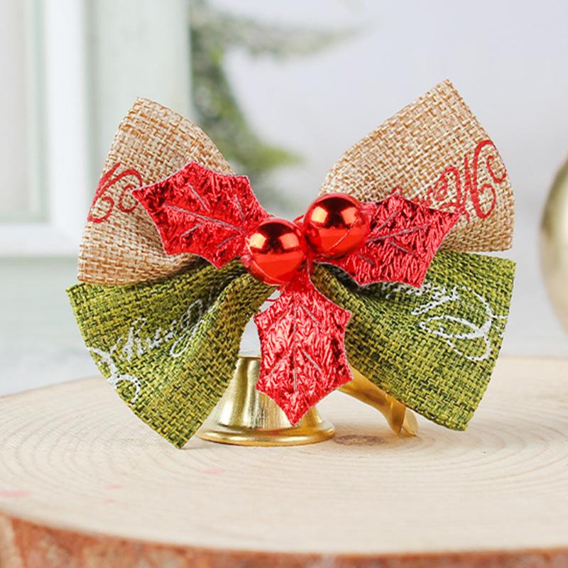 2Pcs Mini Christmas Bow With Bell Hanging Ornament for Xmas Tree Wreath Accessories Home Party New Year Gift 2025 Navidad