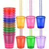 5Pcs Transparent Shot Glass on Beaded Necklace Hanging Plastic Cups  Bridal Showers