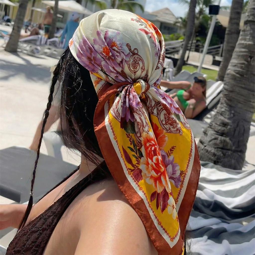 90*90Cm Vierkante Zijden Sjaal Dames Mode Ontwerper Mooie Paisley Foulard Zachte Satijnen Sjaal Zakdoek Sjaals Nek Hoofddoek