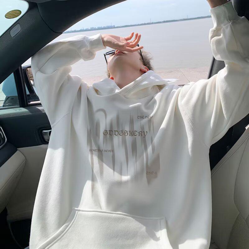 Men's Fleece-Lined Hooded Sweatshirt - Autumn/Winter Loose Fit Casual Jacket