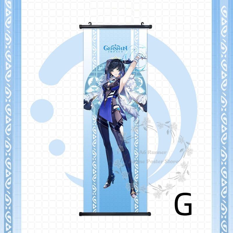 Impact Genshin Scroll Hanging Painting Anime Character Bedroom Decoration Painting Comic Exhibition Two-Dimensional Poster