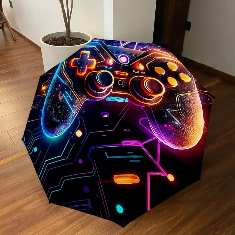 1PC gamepad technology Umbrella-8-Rib Reinforced Portable Folding Travel Suitable for All Seasons Outdoor Daily Use  -J0348