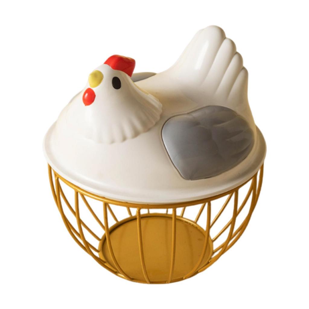 Egg Storage Basket Chicken Egg Basket with Chicken Shaped Lid Eggs Holder for Pantry