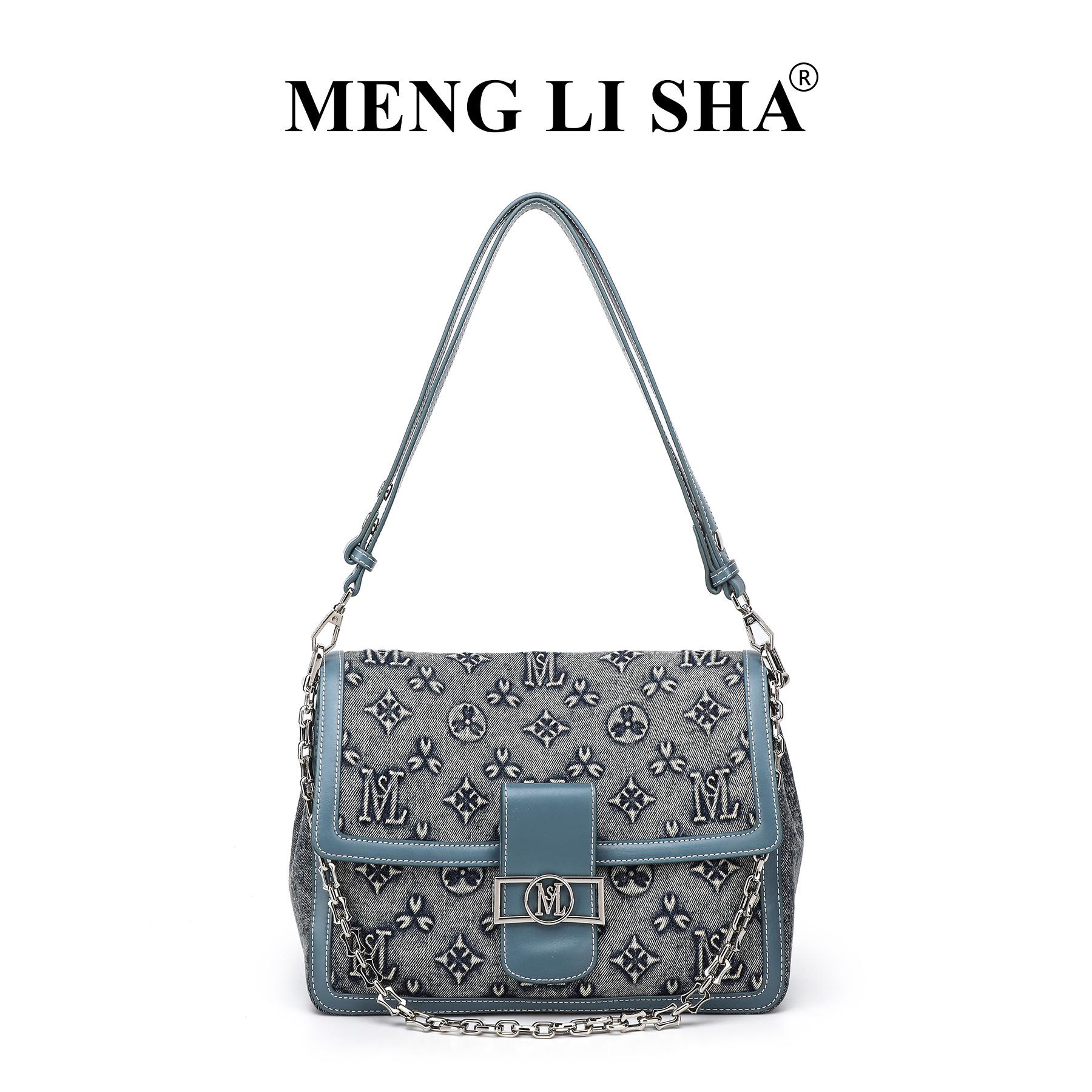 

French Retro High-End Autumn/Winter Shoulder Tote: Large Capacity Fashion Handbag & Crossbody Bag джинсовый синий