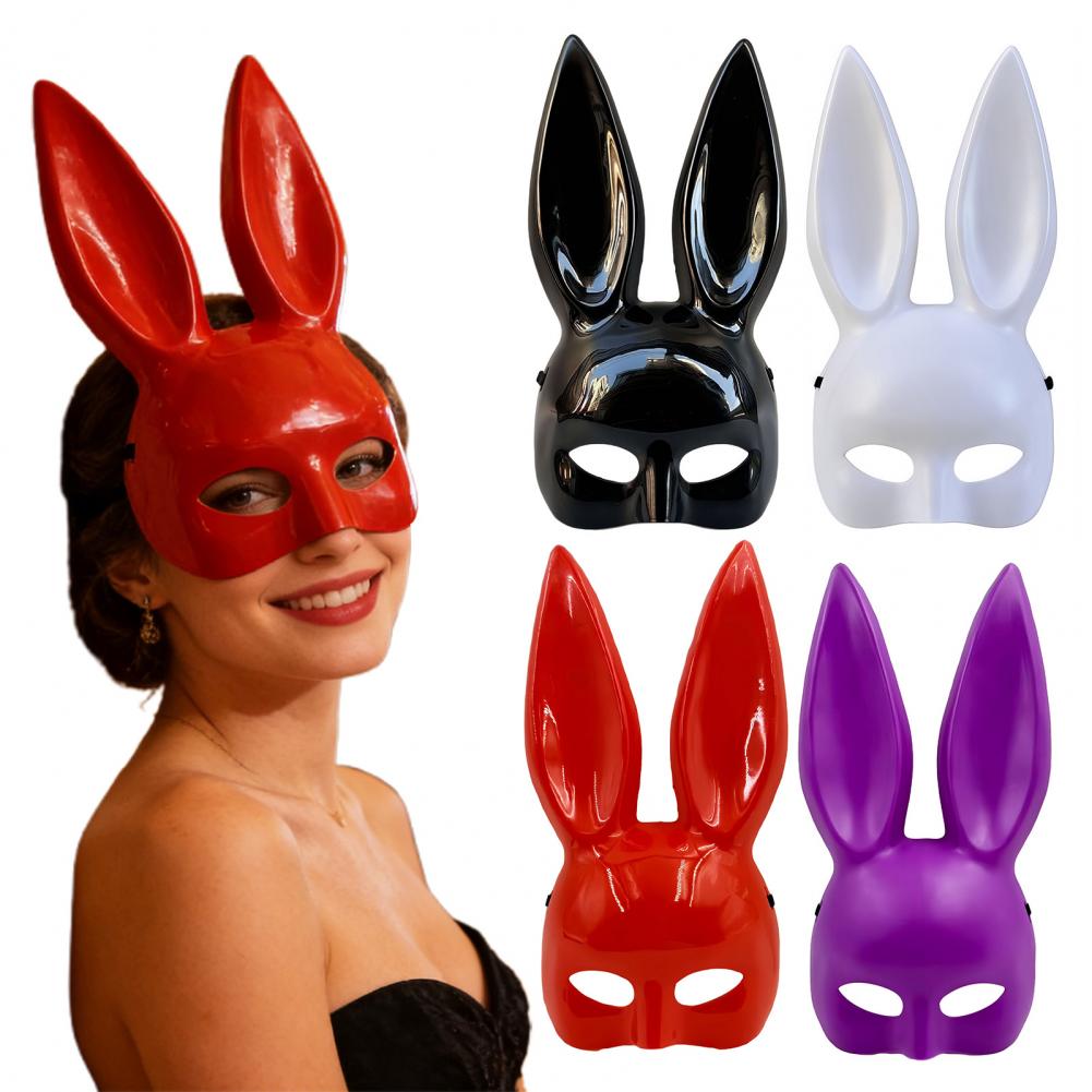 Bunny Girl Masque Bunny Ears Halloween Bunny Masque with Long Rabbit Ears Half Face Masquerade Mask Cosplay Party Costume for Bi