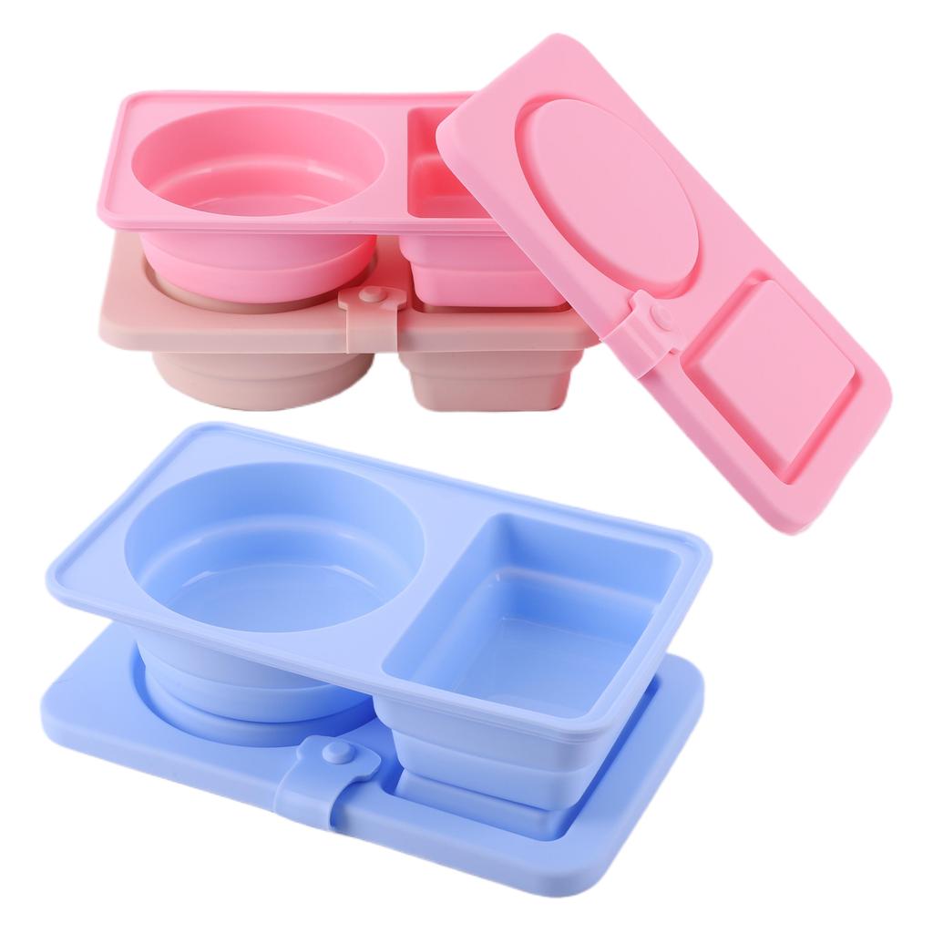 3Pcs 2 Compartment Silicone Snack Containers Mini Food Snack Box Multi-Function Food Storage Containers for School Work
