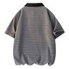 Men's casual lapel POLO shirt summer loose striped versatile short-sleeved T-shirt