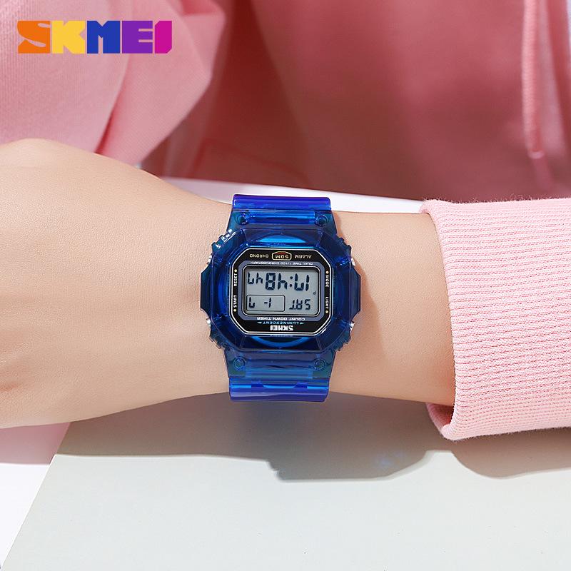 Brand Outdoor Sports Simple Student Sports Watch Fashionable Transparent Case with Women's Waterproof Electronic Watch