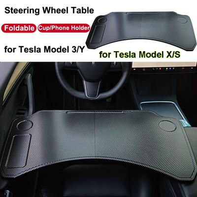 For Tesla Model 3 Y X S 2023 Accessories Steering Wheel Table Tray Foldable Tablet Laptop Desk Front Seat Cup Phone Holder
