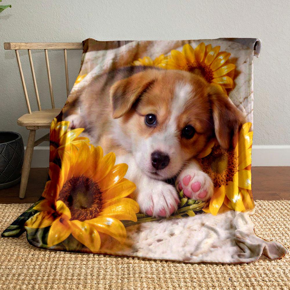 Cute Animals and Flowers Printed Blanket Children Adult Blanket Soft and Warm Bedding for Bed Sofa Outdoor Travel Cover Blanket