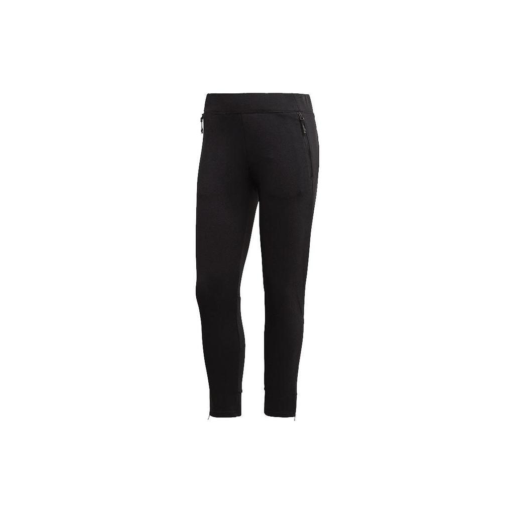 Adidas Solid Color Side Zipper Cropped Sports Pants Women Bottoms Black DM4459