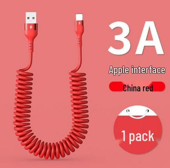120W Dual Type-C Spring Retractable Data Cable for Fast Charging, Compatible with Apple, Huawei, and Honor