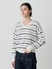 LE STUDIO Striped V-Neck Knit (Iv)