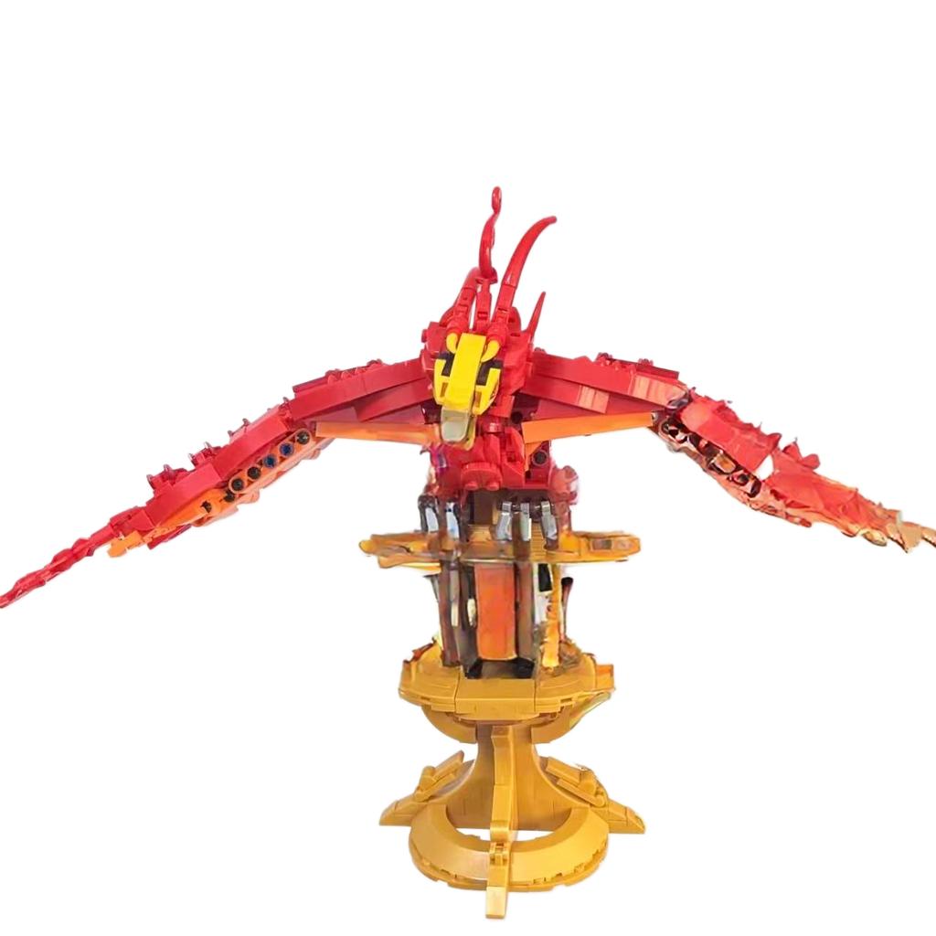 Fire Phoenix Building Block Set, Durable Materials, Movable Head And Wings, Unique Creativity And Strong Collectible Value, Ideal Gift For Adults -
