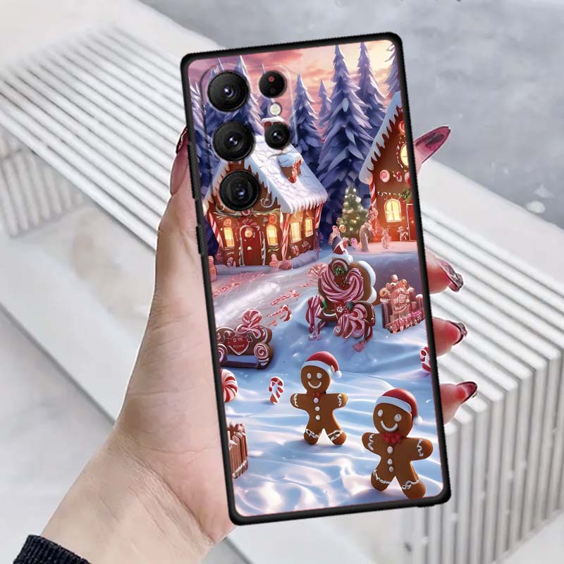 Boîte Cadeau Noël Design Coque de Téléphone Pour Samsung Galaxy S26 S25 S24 S23 S22 S21 S20 Ultra Plus FE 5G Noir TPU Souple