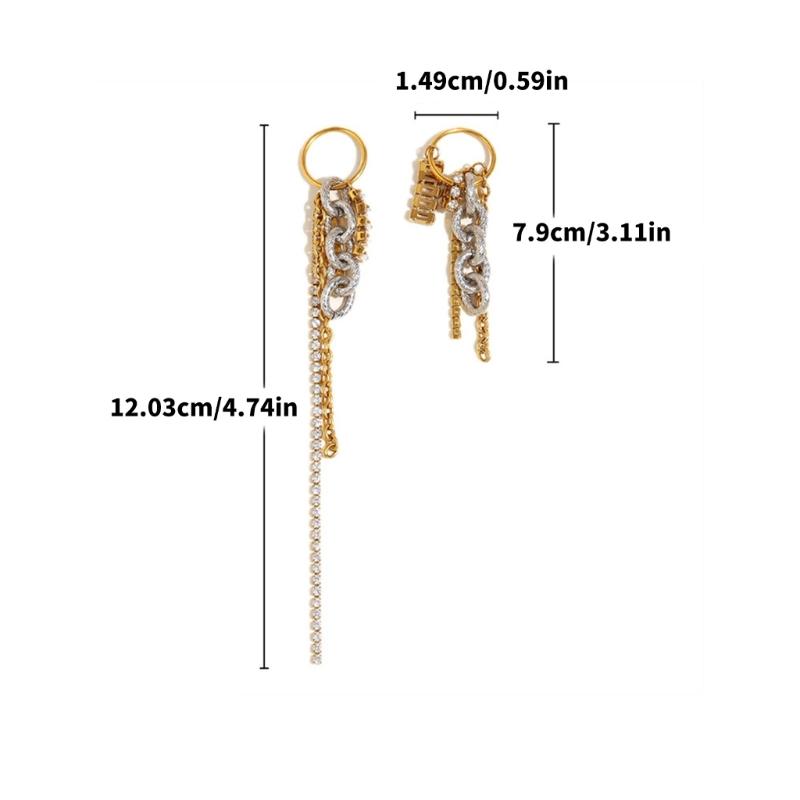 Sparkling Tassels Drop Earrings With Cubic Zirconia Stones Sturdy Allergy Resistant For Women