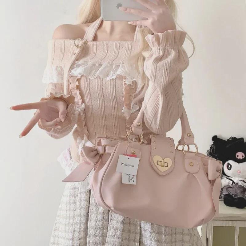 

Z Light Snowberry одно плечо сердечко пряжка халтер воротник длинный рукав трикотажный свитер Small