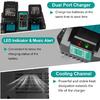 DC18RD 14.4V-18V Replace Charger for Makita 18V Charger, Dual Ports Rapid Charger Compatible with Makita 14.4V-18V Charger DC18RC DC18SF DC18RT &