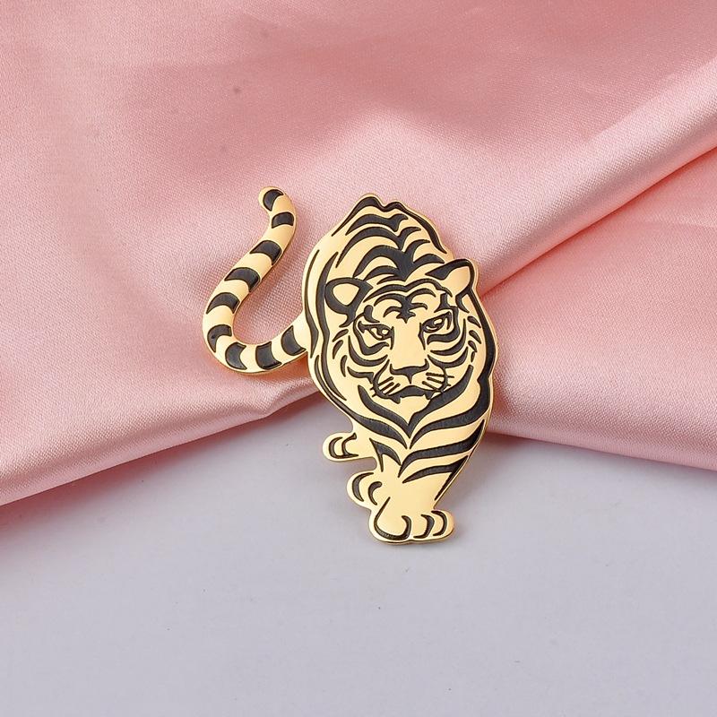 Tiger Brooch Men 'S Temperament Western Accessories Retro Tiger Brooch Tide Shirt Jacket Pin