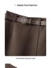 Coffee-colored Retro Wool A-line Midi Skirt, Women's Autumn/Winter 2025, Suit-style with Slit and Hip-hugging Fit