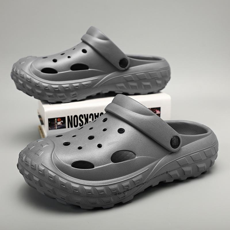 Hole shoes men's summer wear deodorant and non-slip bag head dual-purpose slippers soft-soled beach large-size slippers