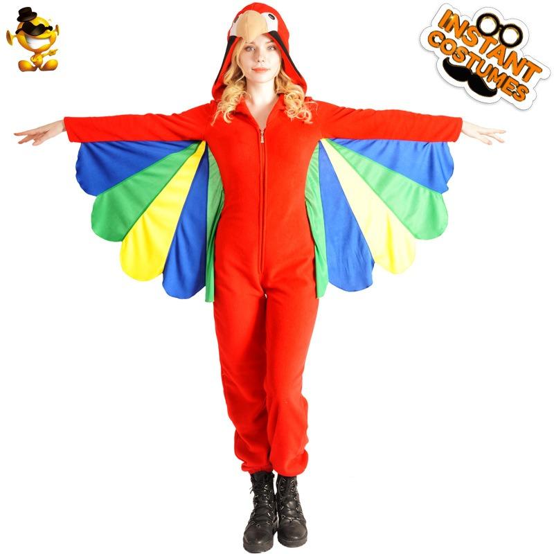 Halloween adult women's funny animal parrot onesie costume cosplay stage parrot prop costume