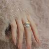 Open Ring for Women Gold Silver Plated Feather Design Two Tone Adjustable Statement Ring Fashion Jewelry