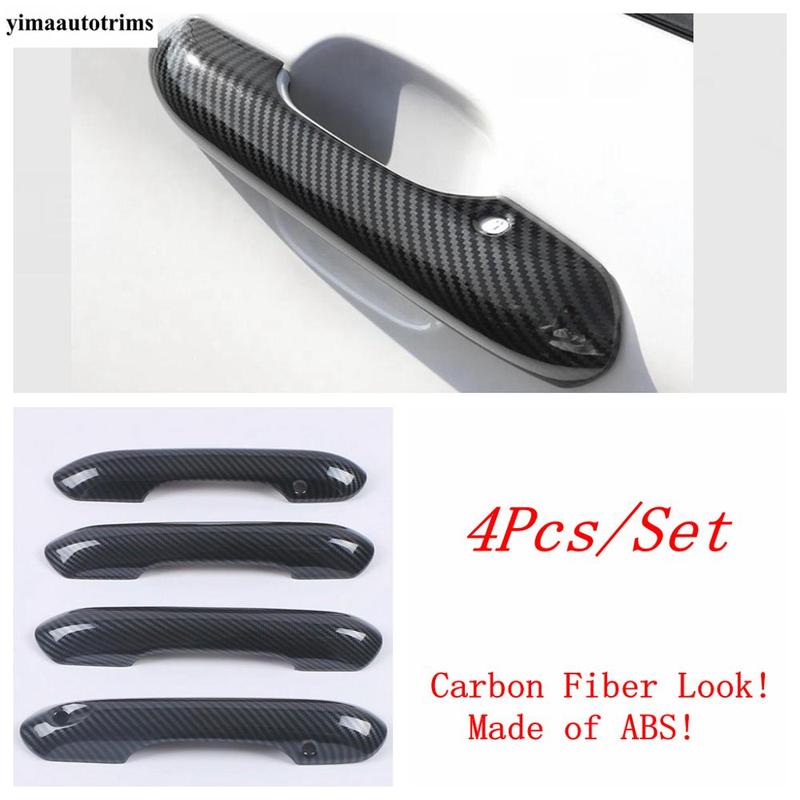 Car Outer Door Handle Bowl Decoration Protection Cover Trim ABS Chrome / Carbon Fiber Accessories For Ford Explorer  -