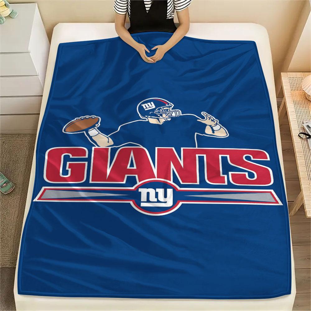 NY Giants Printed Flannel Blanket, soft throw for bedroom sofa, washable, fan merchandise, great gift.